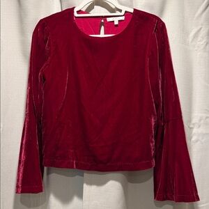 Elegant Velvet Women's Blouse in Deep Red